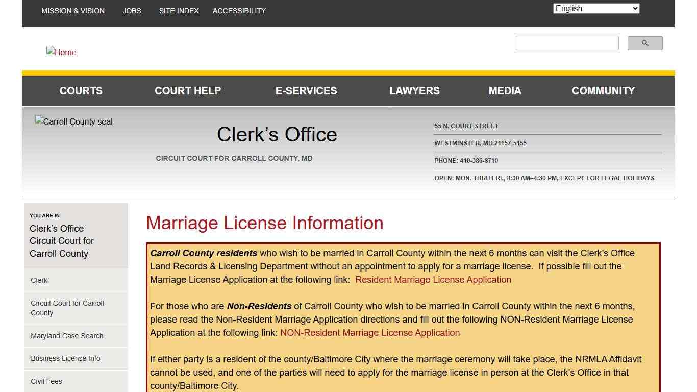 Marriage License Information Maryland Courts