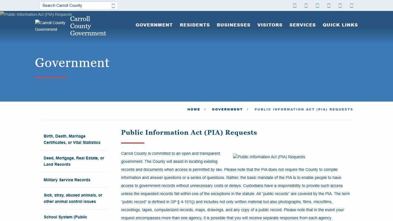 Carroll County Government Carroll County, Maryland